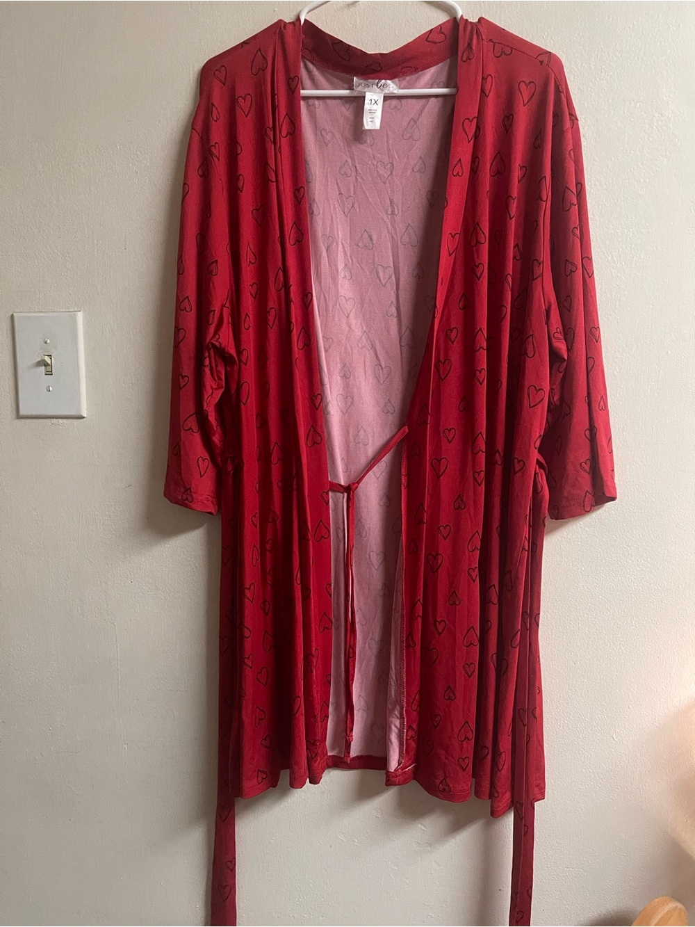 just be Red Heart-Print Robe - Picture 4 of 6
